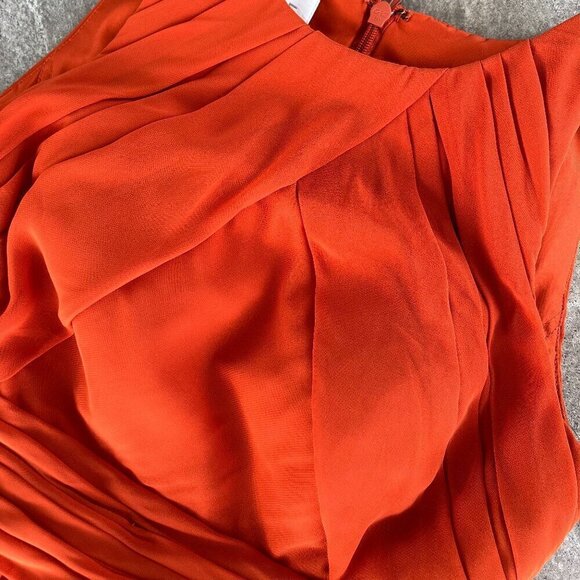 Azazie Harper Flowy Pleated Chiffon Maxi Dress Paprika Size 10 - Picture 12 of 13